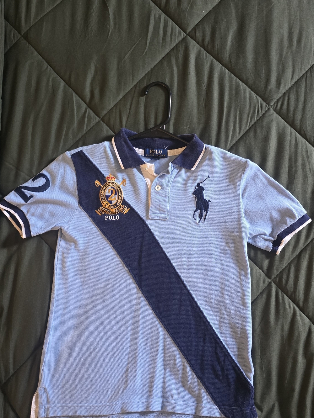 Polo by Ralph Lauren Boys Light Blue Diagonal Stripe Polo Shirt